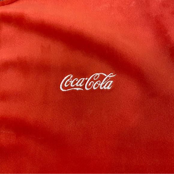 Vintage COCA COLA Velour Zip Up Jacket Sweatshirt Sz Small fits Medium to Large - Picture 5 of 11